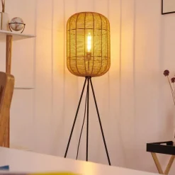 Style Boho-Chic-hofstein Lampadaire Krens Noir, 1 lumière