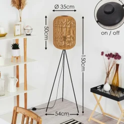 Style Boho-Chic-hofstein Lampadaire Krens Noir, 1 lumière