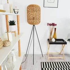 Style Boho-Chic-hofstein Lampadaire Krens Noir, 1 lumière