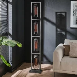 Suspension Verre Fumé-hofstein Lampadaire Lalora Anthracite, 4 lumières