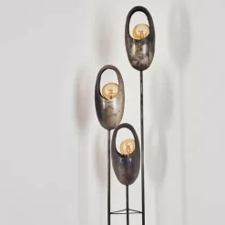 Lampes Vintages & Rétros-hofstein Lampadaire Lamington Noir, Argenté, 3 lumières