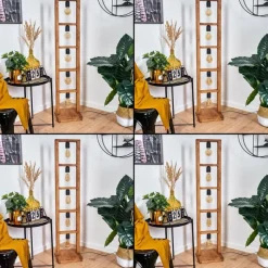 Lampes Vintages & Rétros-hofstein Lampadaire Lanny Bois foncé, Noir, 5 lumières