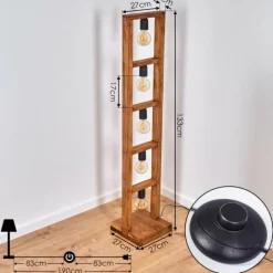 Lampes Vintages & Rétros-hofstein Lampadaire Lanny Bois foncé, Noir, 5 lumières