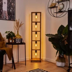 Lampes Vintages & Rétros-hofstein Lampadaire Lanny Bois foncé, Noir, 5 lumières