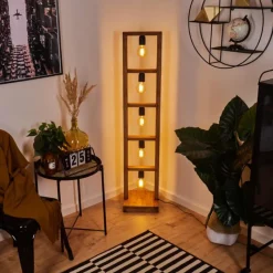 Lampes Vintages & Rétros-hofstein Lampadaire Lanny Bois foncé, Noir, 5 lumières