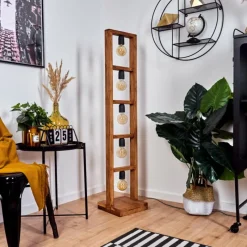Lampes Vintages & Rétros-hofstein Lampadaire Lanny Bois foncé, Noir, 5 lumières