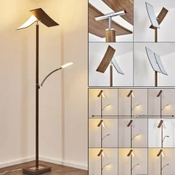 hofstein Lampadaire Lasona LED Brun, Argenté, 2 lumières* Lampadaires Et Lampes Sur Pied