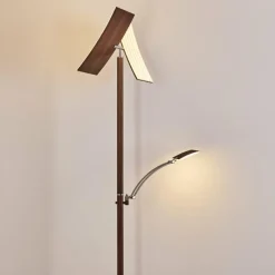 hofstein Lampadaire Lasona LED Brun, Argenté, 2 lumières* Lampadaires Et Lampes Sur Pied
