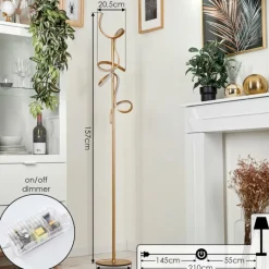 Lampes Art Déco-hofstein Lampadaire Lavaca LED Laiton, 2 lumières