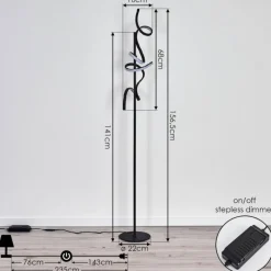 Lampes Art Déco-hofstein Lampadaire Lavaca LED Noir, 2 lumières