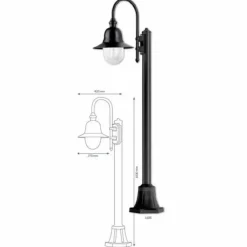Luminaires Rustiques-Luminaires LCD Lampadaire LCD Lengerich Noir, 1 lumière