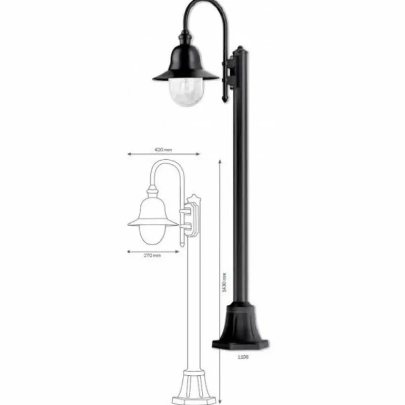 Luminaires Rustiques-Luminaires LCD Lampadaire LCD Lengerich Noir, 1 lumière