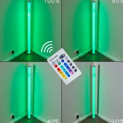 hofstein Lampadaire LED RGB Globo ROCKY Argenté, 1 lumière, Télécommandes, Changeur de couleurs