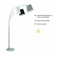Lampes En Tissu-Luminaires Leuchten Direkt Lampadaire Leuchten-Direkt MELVIN Gris, Noir, Blanc, 3 lumières