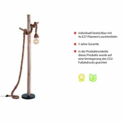 Lampes En Bois-Luminaires Leuchten Direkt Lampadaire Leuchten-Direkt ROPE Noir, 1 lumière