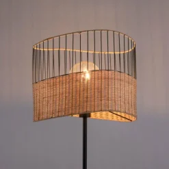 Lampes En Bois-Luminaires Leuchten Direkt Lampadaire Leuchten-Direkt REED Noir, 1 lumière