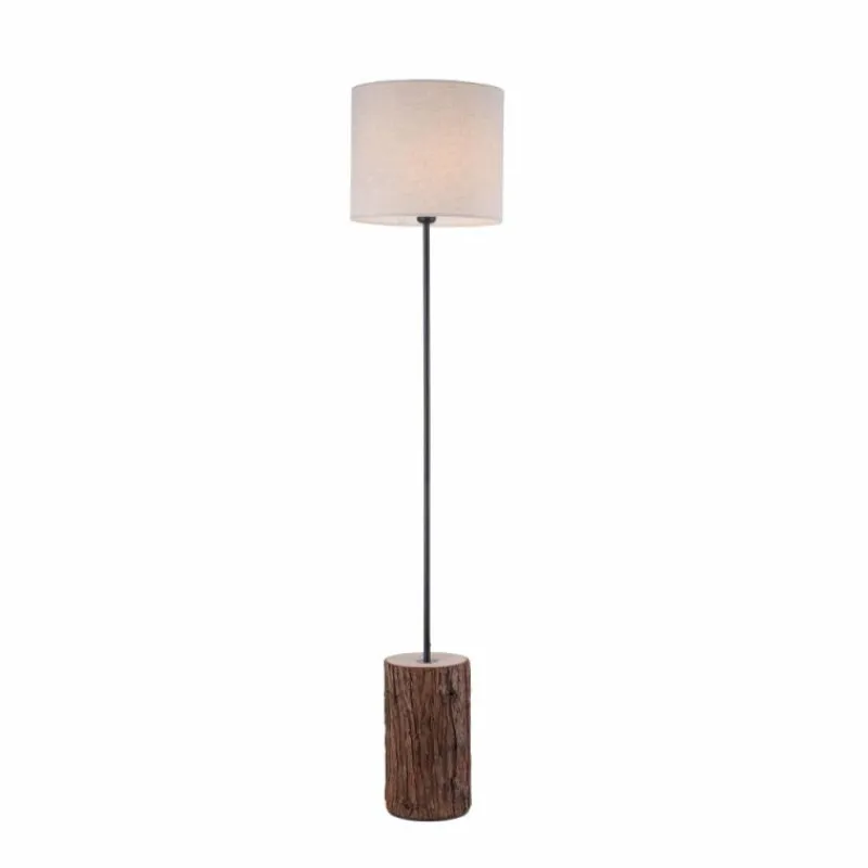 Lampes En Tissu-Luminaires Leuchten Direkt Lampadaire Leuchten-Direkt BARK Écru, Noir, 1 lumière