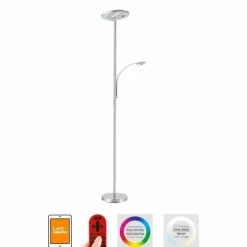 Luminaires Leuchten Direkt Lampadaire Leuchten-Direkt LOLAsmart-ROCCO LED Acier brossé, 1 lumière, Télécommandes