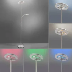 Luminaires Leuchten Direkt Lampadaire Leuchten-Direkt LOLAsmart-ROCCO LED Acier brossé, 1 lumière, Télécommandes