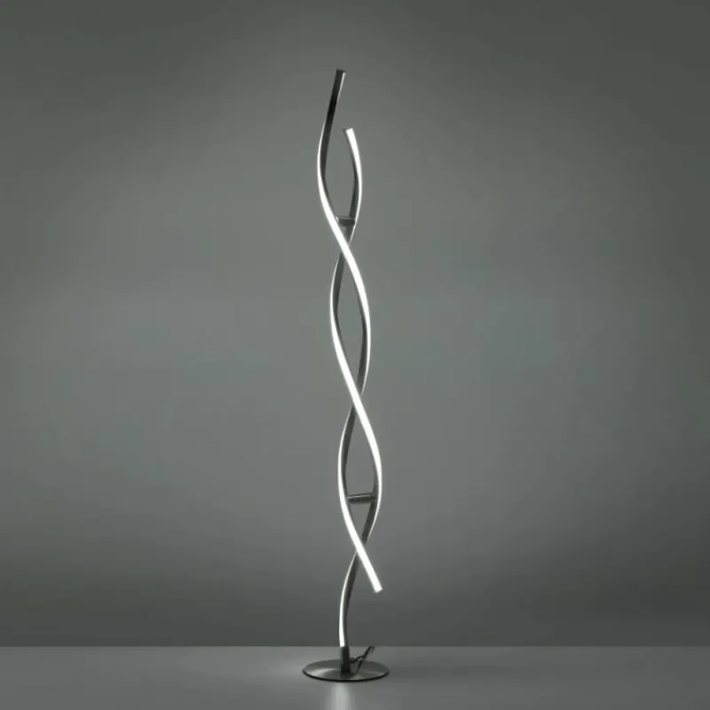 Luminaires Leuchten Direkt Lampadaire Leuchten-Direkt LOLAsmart-SWING LED Acier brossé, 2 lumières, Télécommandes, Changeur de couleurs