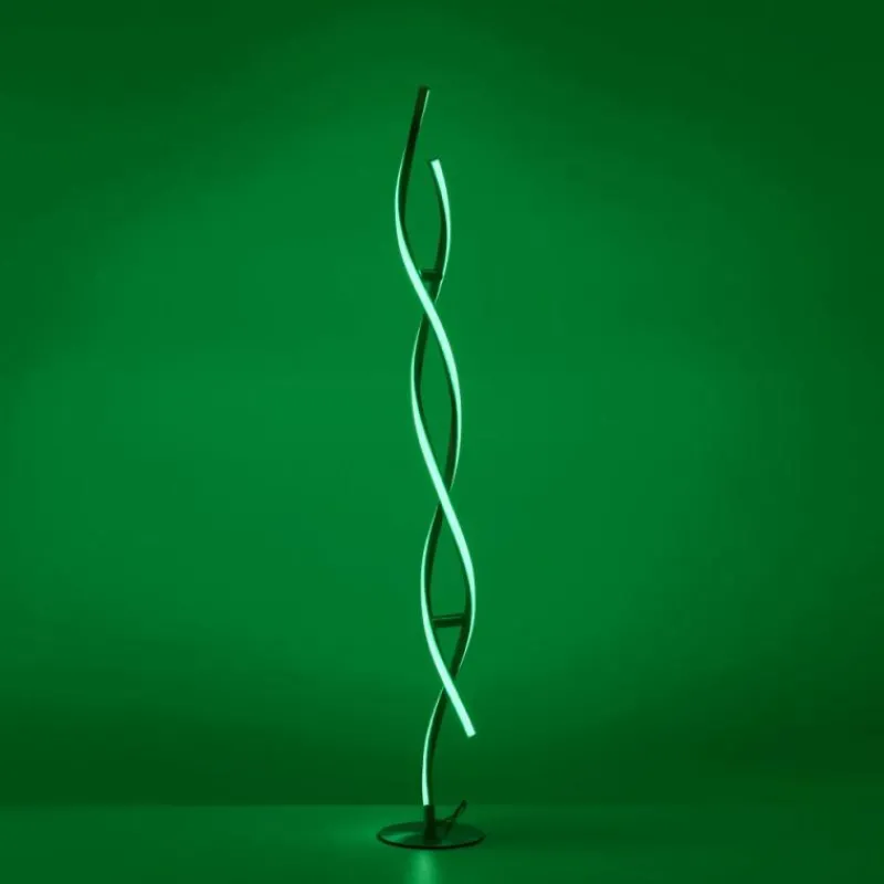 Luminaires Leuchten Direkt Lampadaire Leuchten-Direkt LOLAsmart-SWING LED Acier brossé, 2 lumières, Télécommandes, Changeur de couleurs