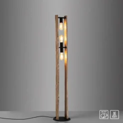 Lampes En Bois-Luminaires Leuchten Direkt Lampadaire Leuchten-Direkt LOG Écru, 3 lumières