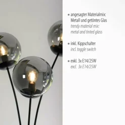 Suspension Verre Fumé-Luminaires Leuchten Direkt Lampadaire Leuchten-Direkt BIG WIDOW Noir, 3 lumières