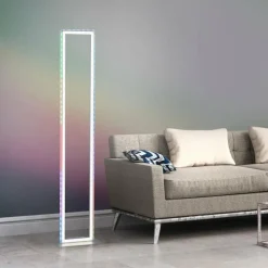 Luminaires Leuchten Direkt Lampadaire Leuchten-Direkt FELIX60 LED Acier brossé, 2 lumières, Télécommandes, Changeur de couleurs* Éclairage Led