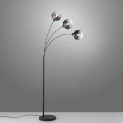 Suspension Verre Fumé-Luminaires Leuchten Direkt Lampadaire Leuchten-Direkt ZEA Noir, 3 lumières