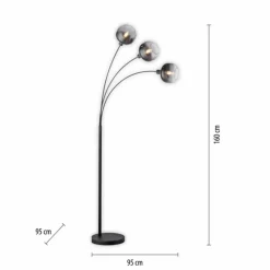 Suspension Verre Fumé-Luminaires Leuchten Direkt Lampadaire Leuchten-Direkt ZEA Noir, 3 lumières
