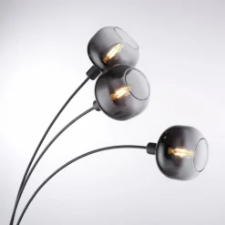 Suspension Verre Fumé-Luminaires Leuchten Direkt Lampadaire Leuchten-Direkt ZEA Noir, 3 lumières