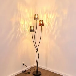 Lampes En Tissu-hofstein Lampadaire Liared Noir, 3 lumières