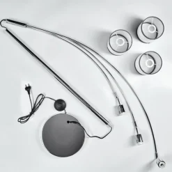 Lampes En Tissu-hofstein Lampadaire Lohobe Chrome, Noir, 3 lumières