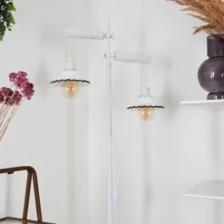 Luminaires Rustiques-hofstein Lampadaire Lomas Blanc, 2 lumières