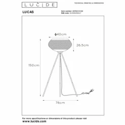 Lampes Dorées-Luminaires Lucide Lampadaire Lucide LUCAS Noir, 1 lumière