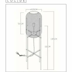 Luminaires Lucide Lampadaire Lucide MESH Noir, 1 lumière* Lampadaires Et Lampes Sur Pied
