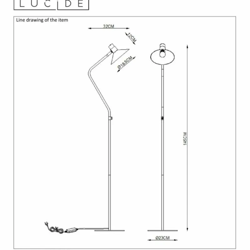 Lampes Dorées-Luminaires Lucide Lampadaire Lucide PEPIJN Noir, 1 lumière