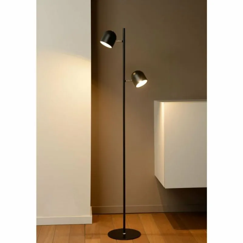 Luminaires Scandinaves-Luminaires Lucide Lampadaire Lucide SKANSKA LED Noir, 2 lumières