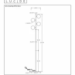 Luminaires Lucide Lampadaire Lucide TYCHO Noir, 4 lumières