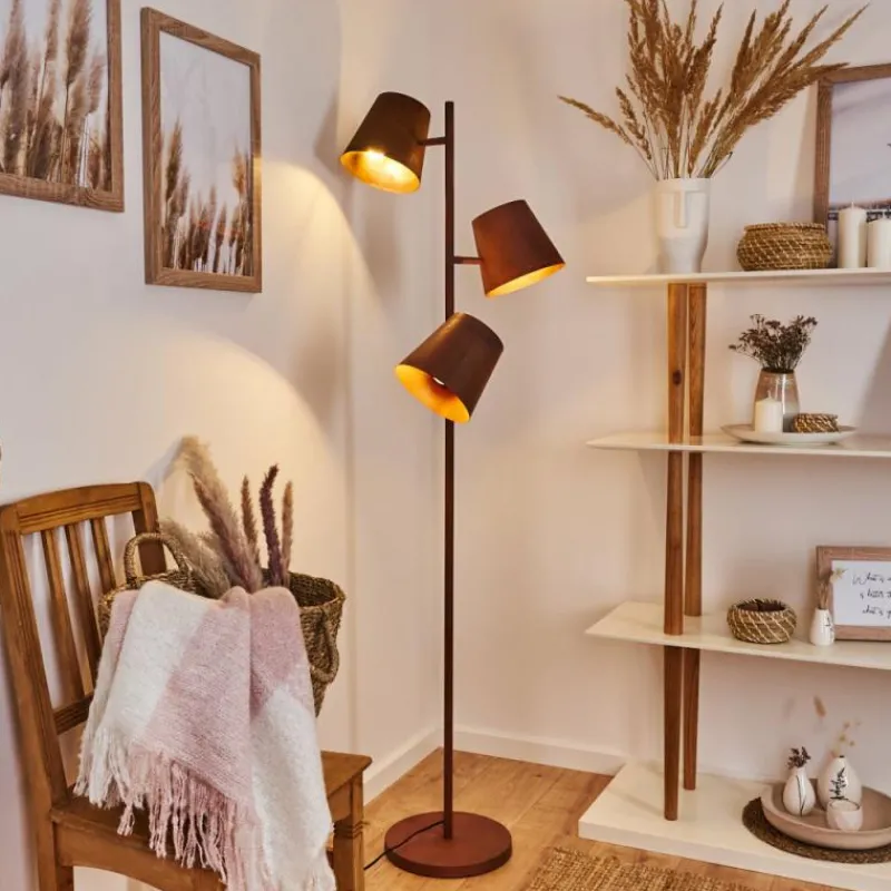 Lampes Industrielles-hofstein Lampadaire Lungre Rouille, 3 lumières