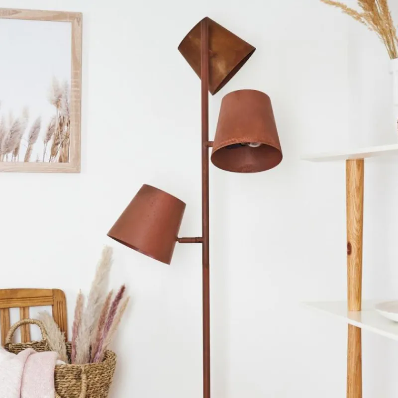 Lampes Industrielles-hofstein Lampadaire Lungre Rouille, 3 lumières