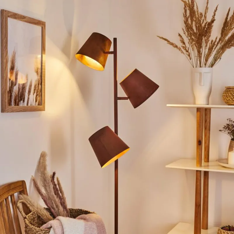 Lampes Industrielles-hofstein Lampadaire Lungre Rouille, 3 lumières