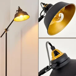 Lampes Dorées-hofstein Lampadaire Luven Or, Noir, Noir doré, 1 lumière