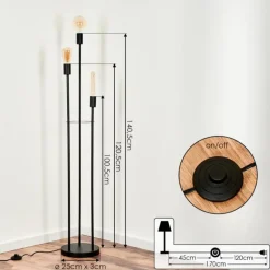 Lampe Lampadaire Maiford Noir, 3 lumières* Lampadaires Et Lampes Sur Pied