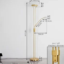 hofstein Lampadaire Mairoa LED Laiton, 2 lumières