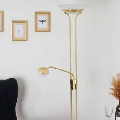 hofstein Lampadaire Mairoa LED Laiton, 2 lumières