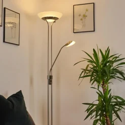 hofstein Lampadaire Mairoa LED Nickel mat, 2 lumières