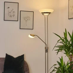 hofstein Lampadaire Mairoa LED Nickel mat, 2 lumières