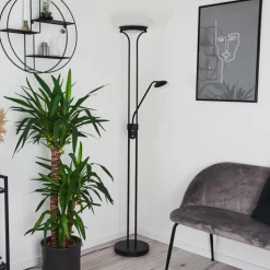 hofstein Lampadaire Mairoa LED Noir, 2 lumières