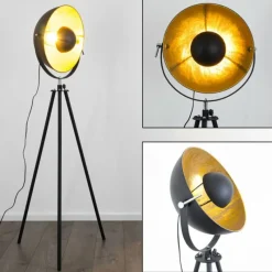 Lampes Dorées-hofstein Lampadaire Maloy Chrome, Noir, 1 lumière